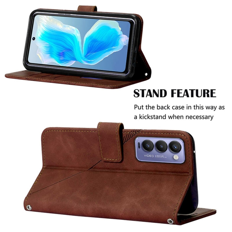 For Tecno Camon 18P Crossbody 3D Embossed Flip Leather Phone Case(Brown) by buy2fix