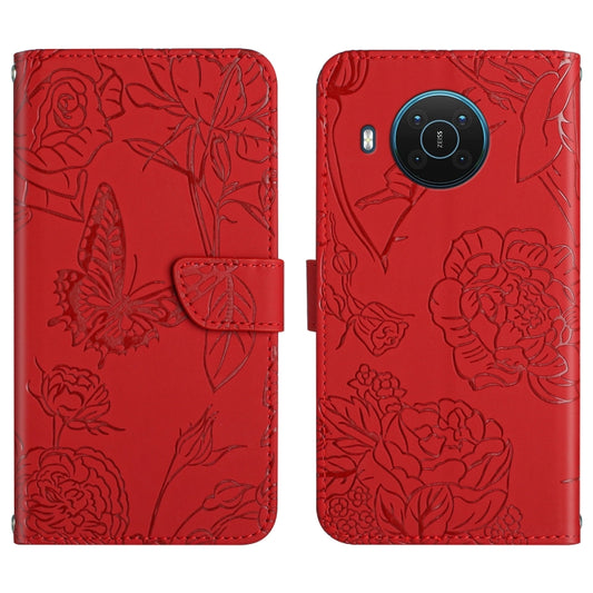 For Nokia X20 Skin Feel Butterfly Peony Embossed Leather Phone Case(Red) - Nokia Cases by buy2fix | Online Shopping UK | buy2fix