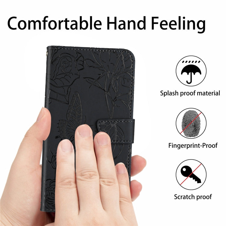 For Nokia XR20 Skin Feel Butterfly Peony Embossed Leather Phone Case(Black) - Nokia Cases by buy2fix | Online Shopping UK | buy2fix