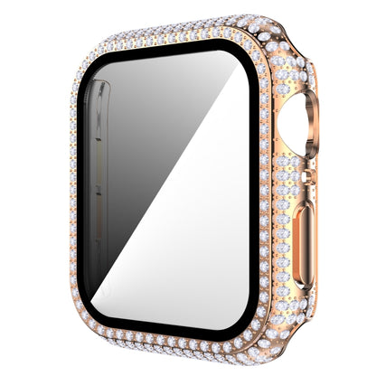 Diamond PC + Tempered Glass Watch Case For Apple Watch Series 6&SE&5&4 40mm(Rose Gold) by buy2fix