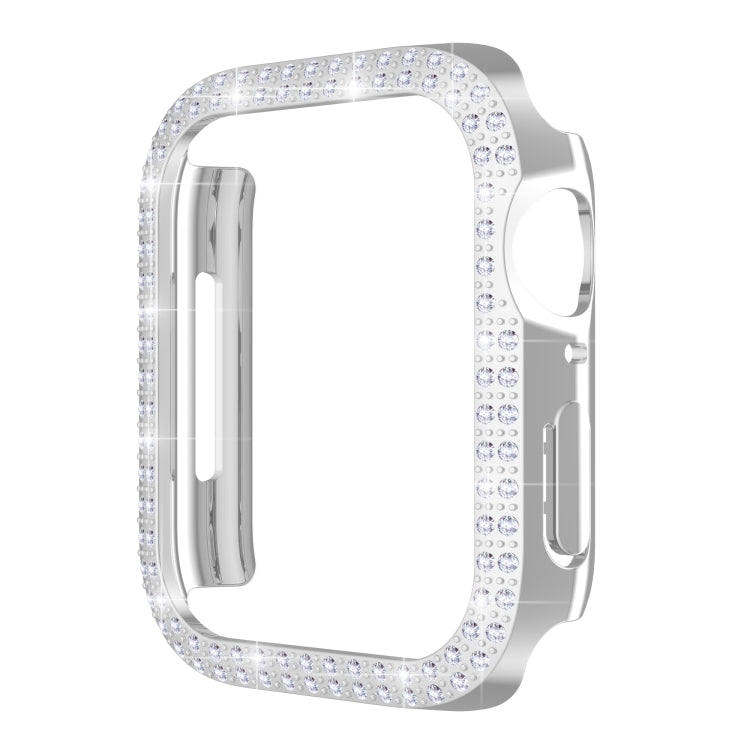 Double-Row Diamond PC Watch Case For Apple Watch Series 9 / 8 / 7 41mm(Silver) by buy2fix