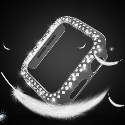 Double-Row Diamond PC Watch Case For Apple Watch Series 9 / 8 / 7 41mm(Silver) by buy2fix