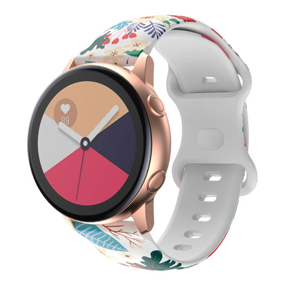 For Samsung Galaxy Watch Active Printing Butterfly Buckle Silicone Watch Band(Flowers) - Watch Bands by buy2fix | Online Shopping UK | buy2fix