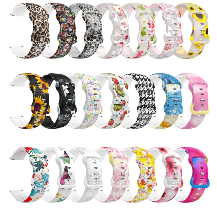 For Samsung Galaxy Watch Active Printing Butterfly Buckle Silicone Watch Band(Flowers) - Watch Bands by buy2fix | Online Shopping UK | buy2fix