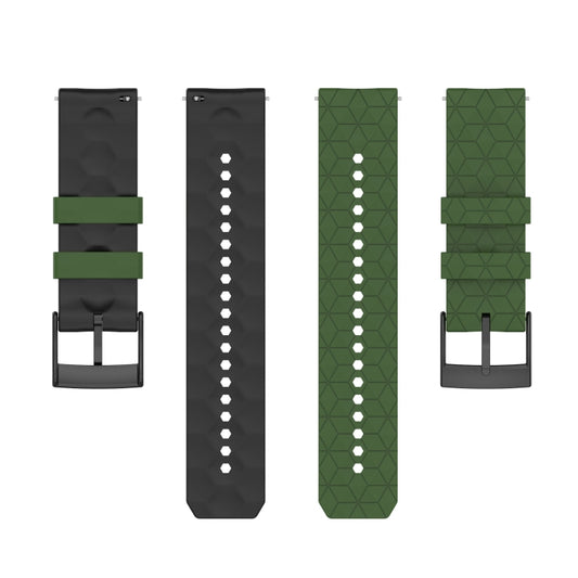 For Suunto 9 Two-color Silicone Watch Band(Army Green Black) -  by buy2fix | Online Shopping UK | buy2fix