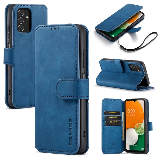 For Samsung Galaxy A13 4G DG.MING Retro Oil Edge Flip Leather Phone Case(Blue) - Galaxy Phone Cases by DG.MING | Online Shopping UK | buy2fix