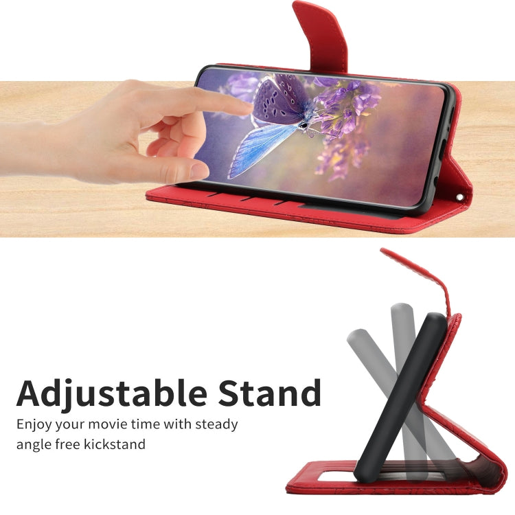 For Xiaomi Redmi Note 11 Pro Foreign Version Skin Feel Butterfly Peony Embossed Leather Phone Case(Red) by buy2fix