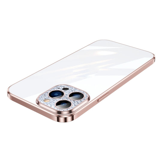For iPhone 13 Pro Max SULADA Diamond Lens Protector Plated Frosted Case (Pink)