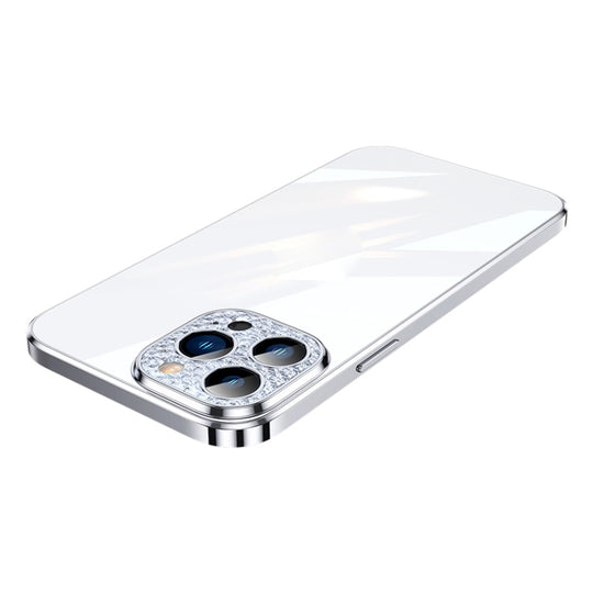 For iPhone 12 Pro Max SULADA Diamond Lens Protector Plated Frosted Case(Silver)