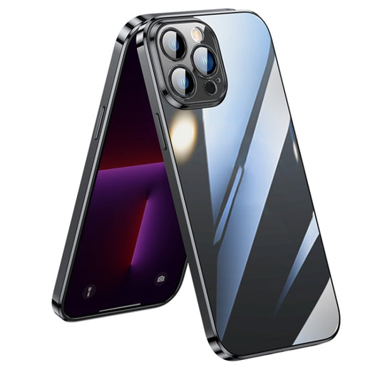 For iPhone 11 Pro Max SULADA Lens Protector Plated Clear Case (Black)