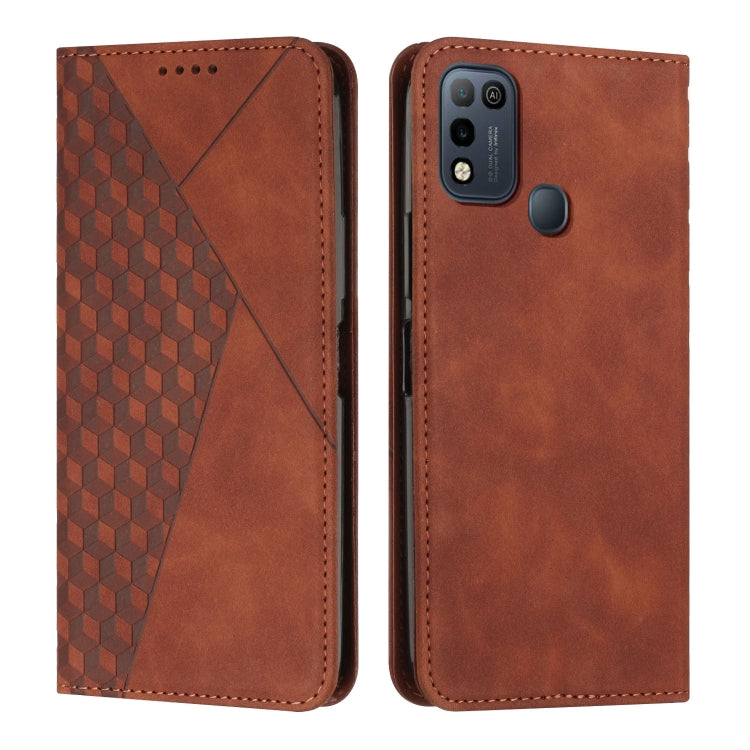 For Infinix Hot 11 Play/10 Play/Smart 5 2021 Diamond Splicing Skin Feel Magnetic Leather Phone Case(Brown) - Infinix Cases by buy2fix | Online Shopping UK | buy2fix