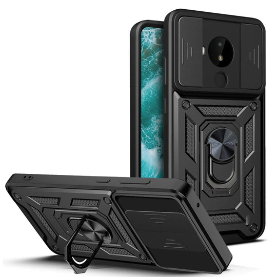 For Nokia C30 Sliding Camera Cover Design TPU+PC Phone Case(Black)