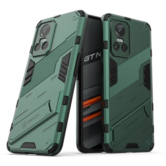 For OPPO Realme GT Neo3 5G China Punk Armor 2 in 1 PC + TPU Shockproof Phone Case with Invisible Holder(Green) - Realme Cases by buy2fix | Online Shopping UK | buy2fix