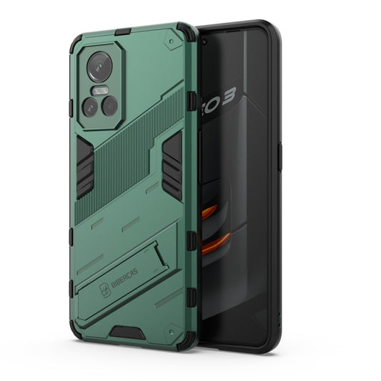 For OPPO Realme GT Neo3 5G China Punk Armor 2 in 1 PC + TPU Shockproof Phone Case with Invisible Holder(Green) - Realme Cases by buy2fix | Online Shopping UK | buy2fix