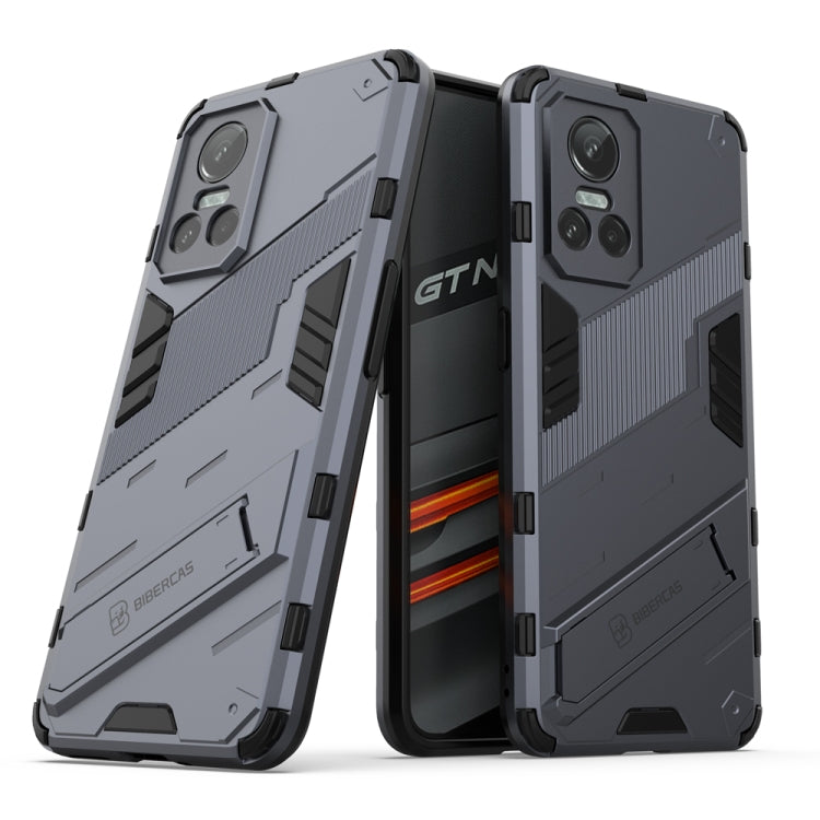 For OPPO Realme GT Neo3 5G China Punk Armor 2 in 1 PC + TPU Shockproof Phone Case with Invisible Holder(Grey) - Realme Cases by buy2fix | Online Shopping UK | buy2fix