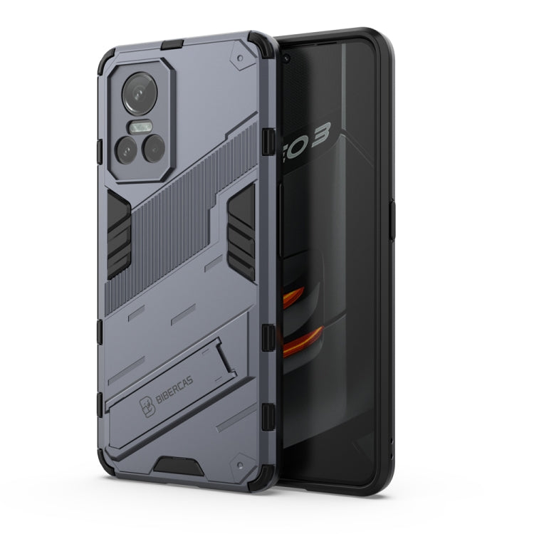 For OPPO Realme GT Neo3 5G China Punk Armor 2 in 1 PC + TPU Shockproof Phone Case with Invisible Holder(Grey) - Realme Cases by buy2fix | Online Shopping UK | buy2fix