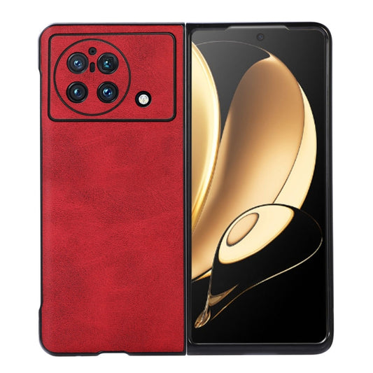 For vivo X Fold Accurate Hole Two-color Calf Texture PU Phone Case(Red) - vivo Cases by buy2fix | Online Shopping UK | buy2fix