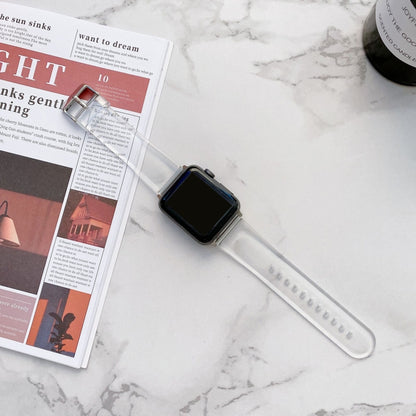 Jelly Transparent Watch Band For Apple Watch Series 9&8&7 41mm / SE 3&SE 2&6&SE&5&4 40mm / 3&2&1 38mm(Transparent) by buy2fix