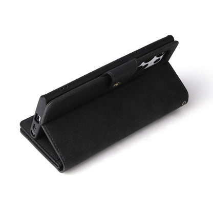 For Samsung Galaxy S22 Ultra 5G Rivet Buckle 9 Cards Three Fold Leather Phone Case(Black) - Galaxy S22 Ultra 5G Cases by buy2fix | Online Shopping UK | buy2fix