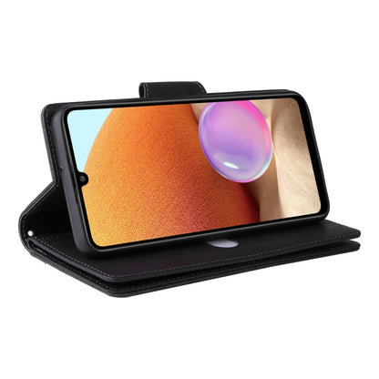 For Samsung Galaxy A32 4G Rivet Buckle 9 Cards Three Fold Leather Phone Case(Black) by buy2fix