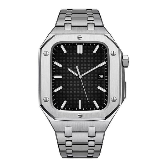 Integrated Oak Metal Watch Band + Watch Case For Apple Watch Series 6&SE&5&4 44mm(Silver) - Watch Cases by buy2fix | Online Shopping UK | buy2fix