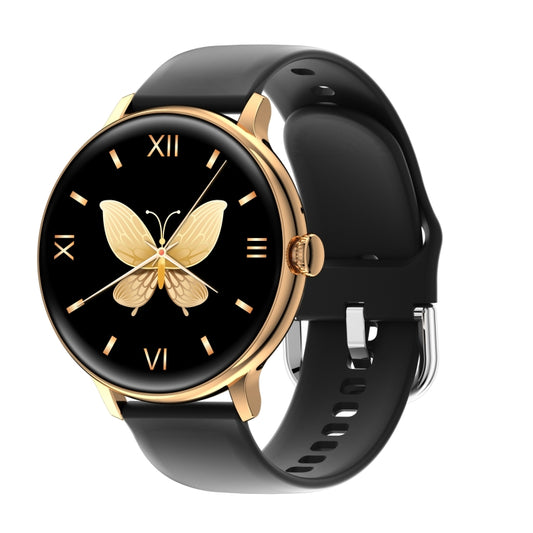 Q71 Pro 1.28 inch TFT Screen Silicone Strap Smart Watch, Support Bluetooth Call / Menstrual Cycle Reminder(Black Gold) by buy2fix