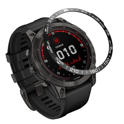 Smartwatch Dial Bezel Ring Cover For Garmin Fenix 7X(Black Ring White Characters) - Watch Cases by buy2fix | Online Shopping UK | buy2fix