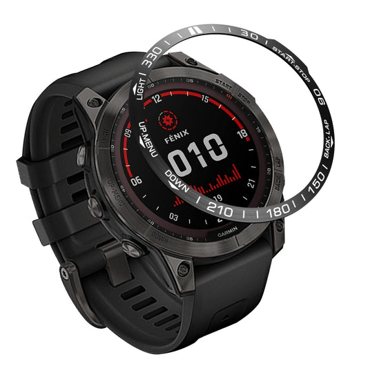 Smartwatch Dial Bezel Ring Cover For Garmin Fenix 7X(Black Ring White Characters) - Watch Cases by buy2fix | Online Shopping UK | buy2fix