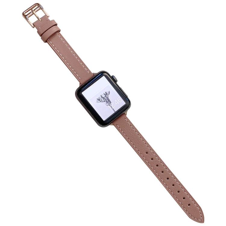 Plain Leather Watch Band For Apple Watch Series 9&8&7 41mm / SE 3&SE 2&6&SE&5&4 40mm / 3&2&1 38mm(F) - Watch Bands by buy2fix | Online Shopping UK | buy2fix