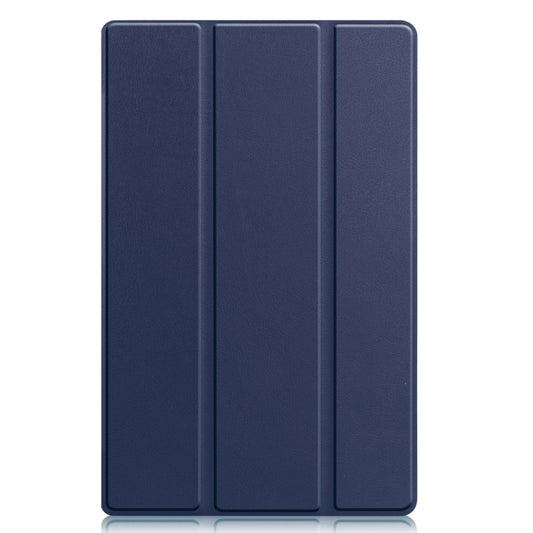 For Lenovo Tab M10 Plus 10.6 3rd Gen 2022 Custer Texture 3-Fold Holder Smart Leather Tablet Case(Dark Blue) - Lenovo by buy2fix | Online Shopping UK | buy2fix