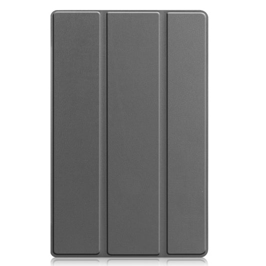 For Lenovo Tab M10 Plus 10.6 3rd Gen 2022 Custer Texture 3-Fold Holder Smart Leather Tablet Case(Grey) - Lenovo by buy2fix | Online Shopping UK | buy2fix