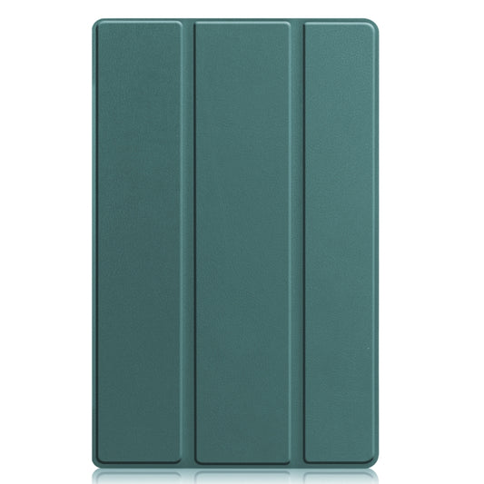 For Lenovo Tab M10 Plus 10.6 3rd Gen 2022 Custer Texture 3-Fold Holder Smart Leather Tablet Case(Dark Green) - Lenovo by buy2fix | Online Shopping UK | buy2fix