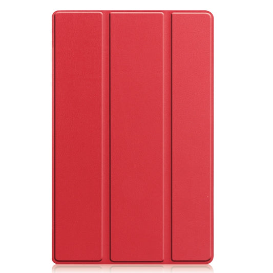 For Lenovo Tab M10 Plus 10.6 3rd Gen 2022 Custer Texture 3-Fold Holder Smart Leather Tablet Case(Red) - Lenovo by buy2fix | Online Shopping UK | buy2fix