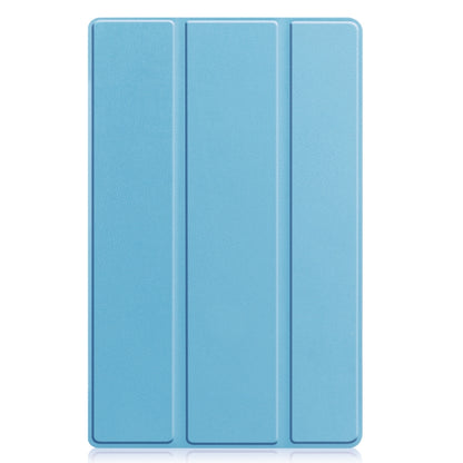 For Lenovo Tab M10 Plus 10.6 3rd Gen 2022 Custer Texture 3-Fold Holder Smart Leather Tablet Case(Sky Blue) - Lenovo by buy2fix | Online Shopping UK | buy2fix