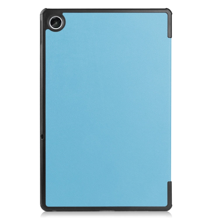 For Lenovo Tab M10 Plus 10.6 3rd Gen 2022 Custer Texture 3-Fold Holder Smart Leather Tablet Case(Sky Blue) - Lenovo by buy2fix | Online Shopping UK | buy2fix