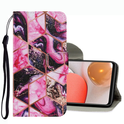 For Samsung Galaxy A42 5G Coloured Drawing Pattern Leather Phone Case(Purple Marble) by buy2fix