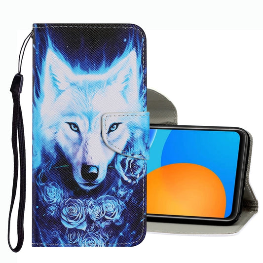 For Huawei P Smart 2021 Coloured Drawing Pattern Leather Phone Case(Rose Wolf) - Huawei Cases by buy2fix | Online Shopping UK | buy2fix