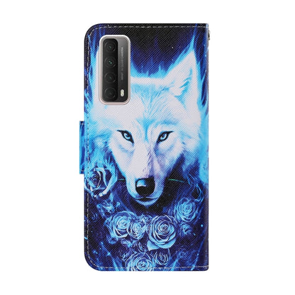 For Huawei P Smart 2021 Coloured Drawing Pattern Leather Phone Case(Rose Wolf) - Huawei Cases by buy2fix | Online Shopping UK | buy2fix