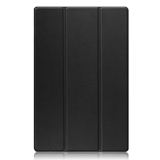 For Samsung Galaxy Tab S8 Ultra Three-folding Holder Custer Texture Leather Tablet Case(Black) - Galaxy Tab S8 Ultra Cases by buy2fix | Online Shopping UK | buy2fix