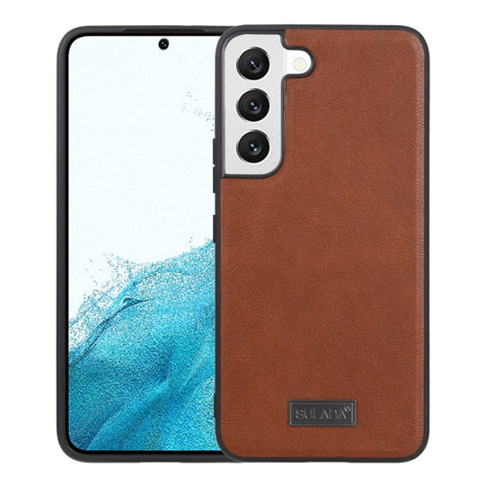 For Samsung Galaxy S22 5G SULADA Shockproof TPU + Handmade Leather Phone Case(Brown)