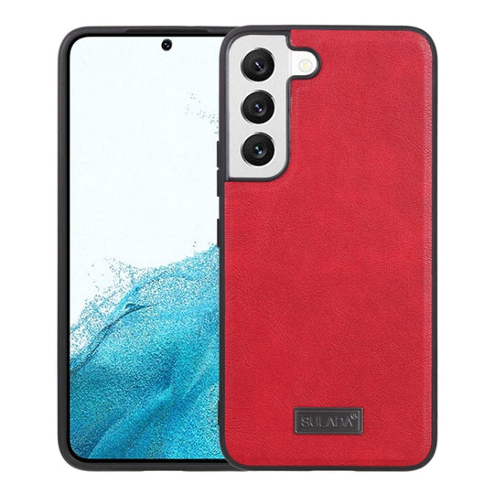For Samsung Galaxy S22 5G SULADA Shockproof TPU + Handmade Leather Phone Case(Red)