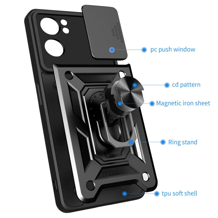 For OPPO Reno7 5G Global / Find X5 Lite Sliding Camera Cover Design TPU+PC Phone Case(Blue) - OPPO Cases by buy2fix | Online Shopping UK | buy2fix