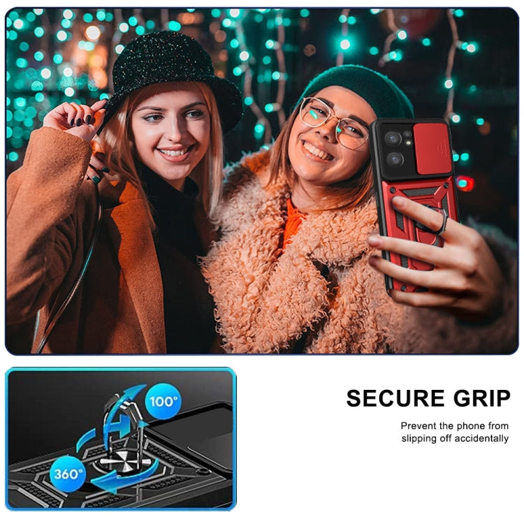 For OPPO Reno7 5G Global / Find X5 Lite Sliding Camera Cover Design TPU+PC Phone Case(Blue) - OPPO Cases by buy2fix | Online Shopping UK | buy2fix