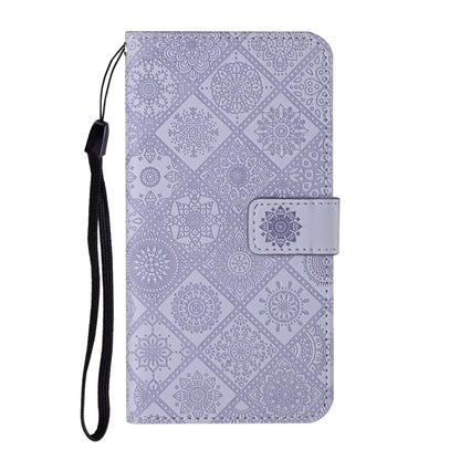 For OPPO A54 Ethnic Style Embossed Pattern Leather Phone Case(Purple) - OPPO Cases by buy2fix | Online Shopping UK | buy2fix