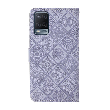 For OPPO A54 Ethnic Style Embossed Pattern Leather Phone Case(Purple) - OPPO Cases by buy2fix | Online Shopping UK | buy2fix