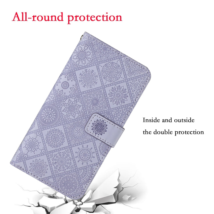 For OPPO A54 Ethnic Style Embossed Pattern Leather Phone Case(Purple) - OPPO Cases by buy2fix | Online Shopping UK | buy2fix