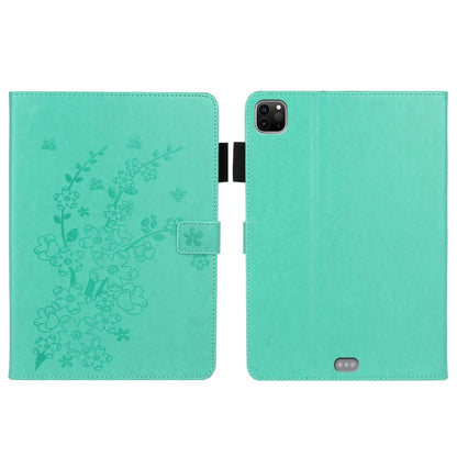 For iPad Pro 11 inch 2020 / 2018 Embossed Plum Bossom Pattern Smart Leather Tablet Case(Green) - iPad Pro 11 (2020) Cases by buy2fix | Online Shopping UK | buy2fix