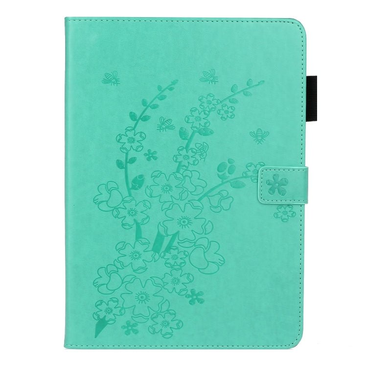 For iPad Pro 11 inch 2020 / 2018 Embossed Plum Bossom Pattern Smart Leather Tablet Case(Green) - iPad Pro 11 (2020) Cases by buy2fix | Online Shopping UK | buy2fix