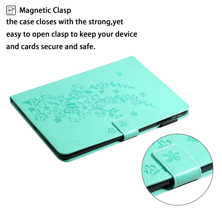 For iPad Pro 11 inch 2020 / 2018 Embossed Plum Bossom Pattern Smart Leather Tablet Case(Green) - iPad Pro 11 (2020) Cases by buy2fix | Online Shopping UK | buy2fix