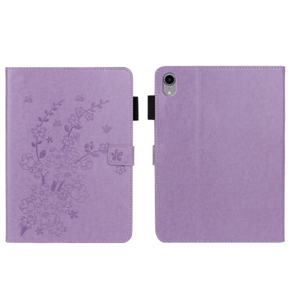 For iPad mini 2024 / mini 6 Embossed Plum Bossom Pattern Smart Leather Tablet Case(Purple) - iPad mini 6 Cases by buy2fix | Online Shopping UK | buy2fix